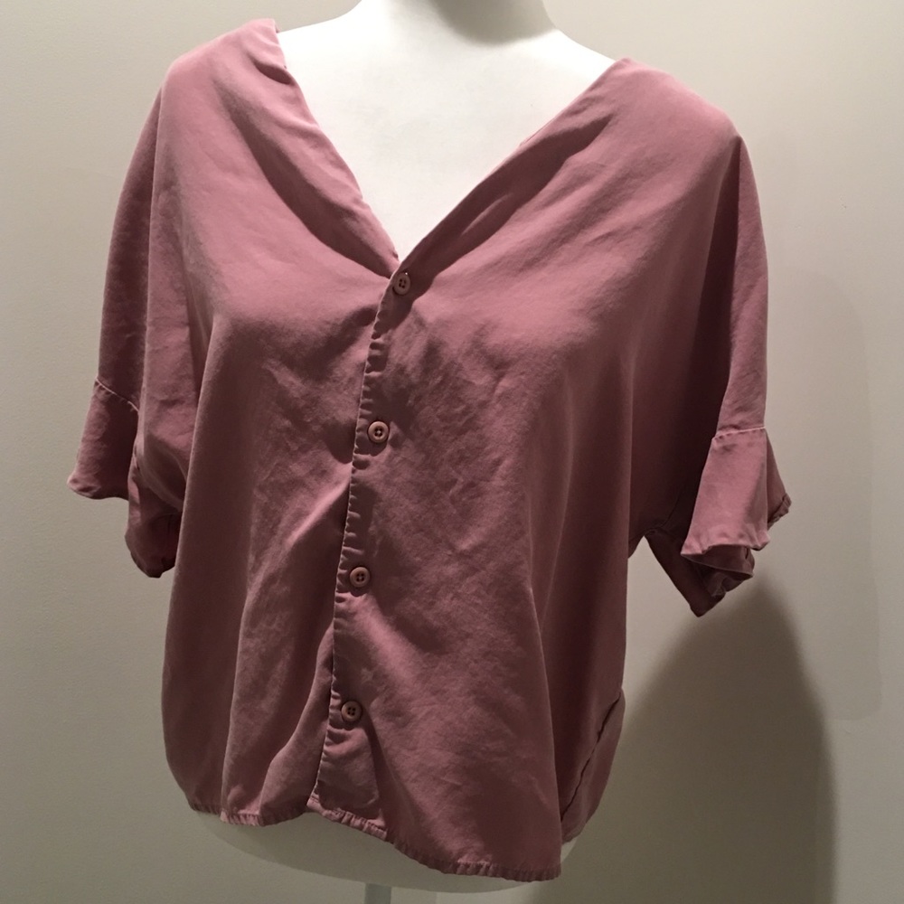 Vetta Flounce Sleeve Blouse in Blush